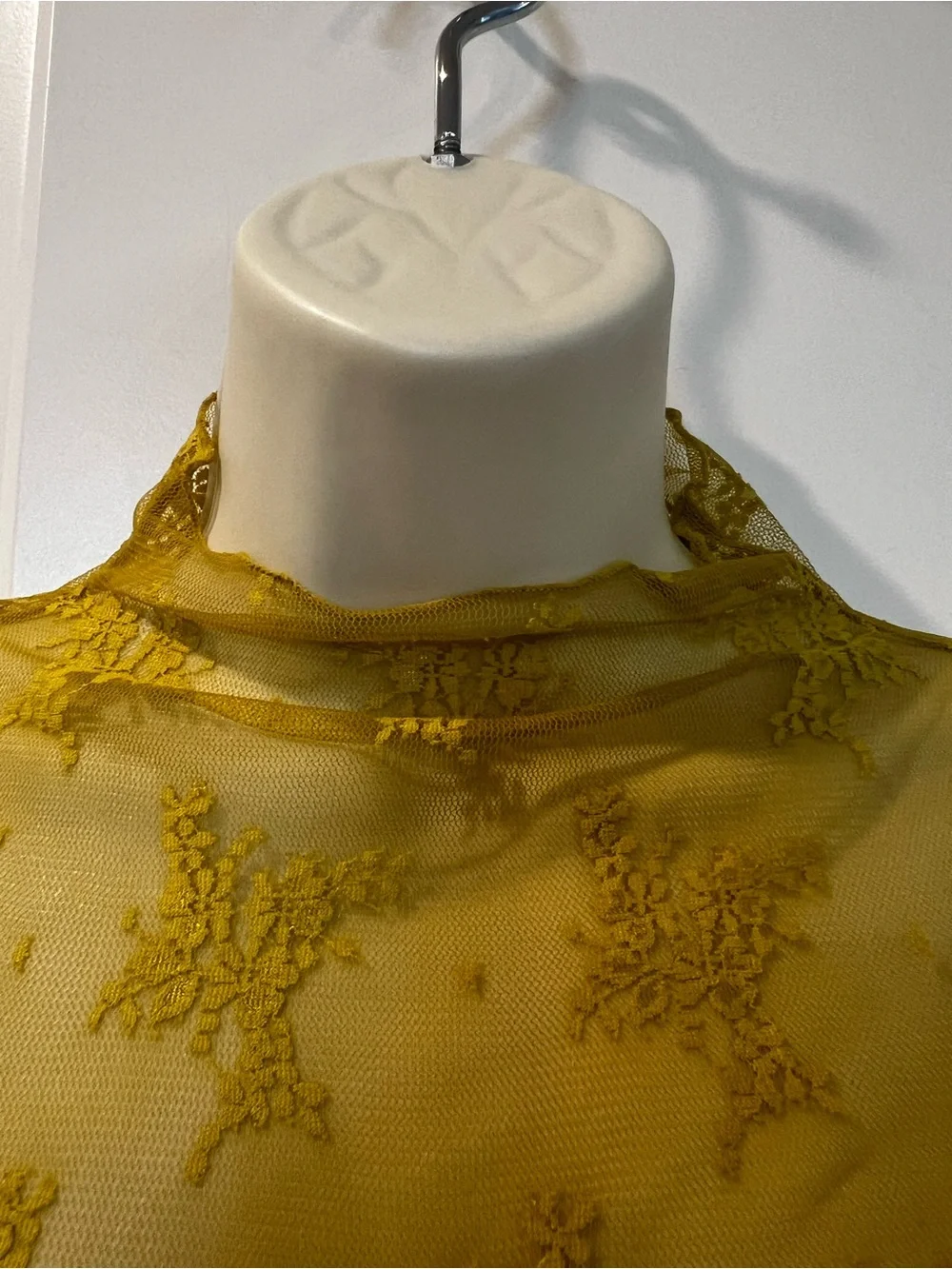 Free People Lux Layering Sheer Lace Long-Sleeve Top in Pale Yellow